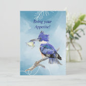 Backyard Barbeque Kingfisher Bird Party Einladung (Stehend Vorderseite)