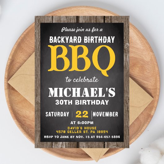 Backyard BBQ Birthday Party Invitation Cookout Einladung