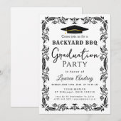 Backyard BBQ Graduation Party Invitation Einladung (Vorne/Hinten)
