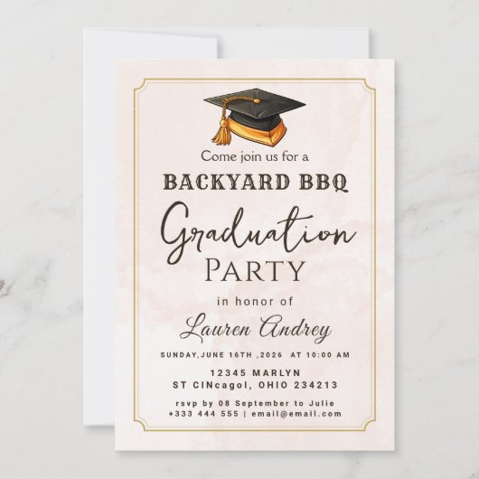 Backyard BBQ Graduation Party Invitation Einladung (Vorderseite)