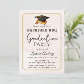 Backyard BBQ Graduation Party Invitation Einladung (Stehend Vorderseite)