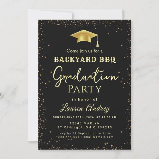 Backyard BBQ Graduation Party Invitation Einladung (Vorderseite)