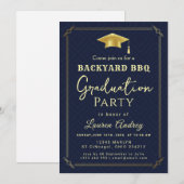 Backyard BBQ Graduation Party Invitation Einladung (Vorne/Hinten)