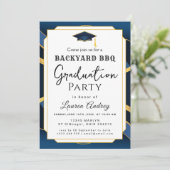 Backyard BBQ Graduation Party Invitation Einladung (Stehend Vorderseite)