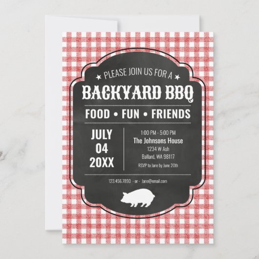 Backyard BBQ Party Invitation Einladung (Vorderseite)