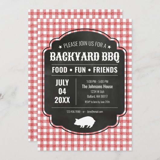 Backyard BBQ Party Invitation Einladung (Vorne/Hinten)