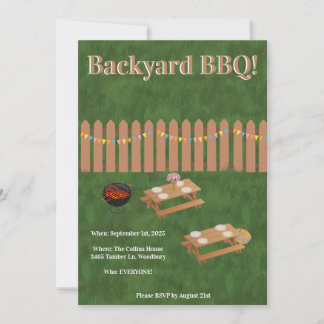 Backyard BBQ Party Invitation Einladung