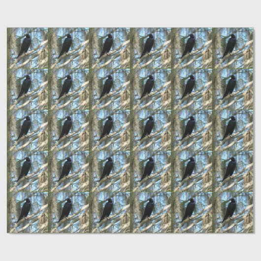 Backyard Bird Grackle Wrapping Paper Geschenkpapier (Flach)
