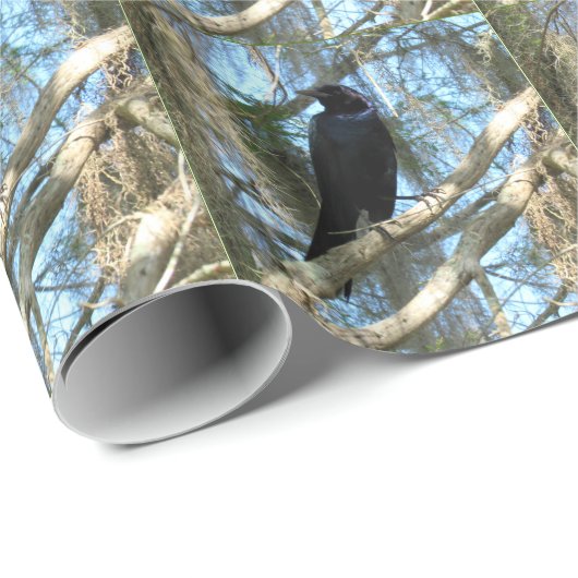 Backyard Bird Grackle Wrapping Paper Geschenkpapier (Rolleneckpunkt)