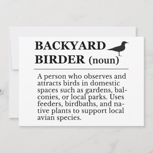 Backyard Birder Definition - Garden Birdwatching Einladung (Vorderseite)