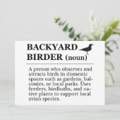 Backyard Birder Definition - Garden Birdwatching Einladung (Stehend Vorderseite)