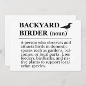 Backyard Birder Definition - Garden Birdwatching Einladung (Vorne/Hinten)