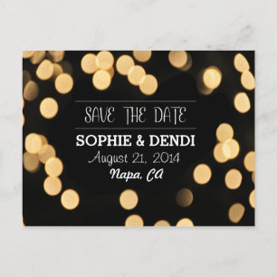 Backyard Bokeh Lights Save the Date Postkarten