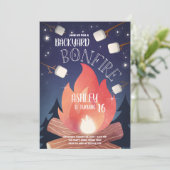 Backyard Bonfire Camping Glamping Outdoor Geburtst Einladung (Stehend Vorderseite)