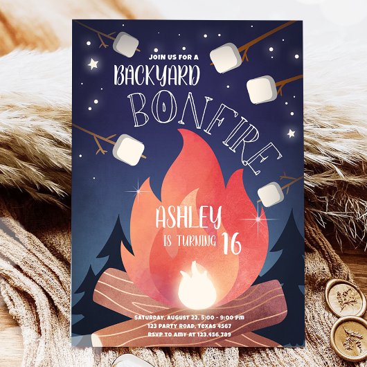 Backyard Bonfire Camping Glamping Outdoor Geburtst Einladung