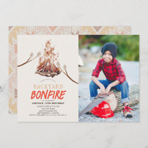 Backyard Bonfire Camping S'mores Birthday Foto Einladung