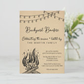 Backyard Bonfire Fall-Party Einladung (Stehend Vorderseite)