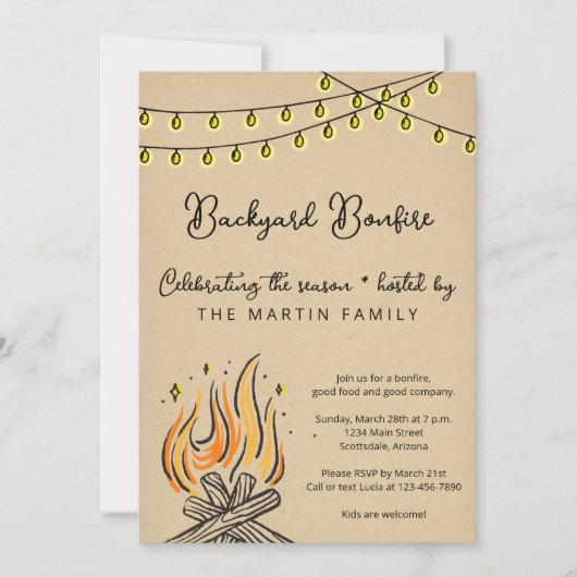 Backyard Bonfire Fall-Party Einladung (Vorderseite)