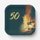 Backyard Bonfire Geburtstag Saisonales Party Pappteller (Vorderseite)