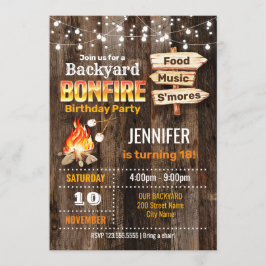 Backyard Bonfire Geburtstagsparty Einladung