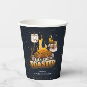Backyard Bonfire Lass uns Geburtstag Toasted bekom Pappbecher (Vorderseite)