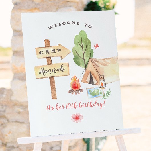 Backyard Camping Girls Geburtstagsparty Poster