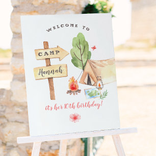 Backyard Camping Girls Geburtstagsparty Poster