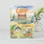 Backyard Campout Camping Außengebirge Niedlicher H Einladung (Stehend Vorderseite)