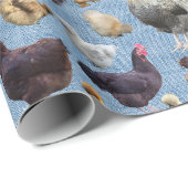 Backyard Chickens Blue Burlap Geschenkpapier (Rolleneckpunkt)