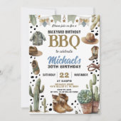 Backyard Cowboy BBQ Birthday Invitation Rustic BBQ Einladung (Vorderseite)