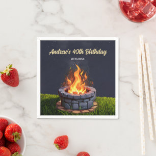 Backyard Fire Pit Bonfire-Cookout, Geburtstags-GRI Serviette