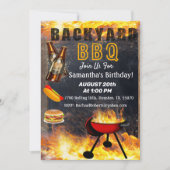 Backyard Flaming GRILLEN Grill Einladung Geburtsta (Vorderseite)