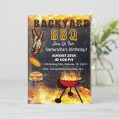 Backyard Flaming GRILLEN Grill Einladung Geburtsta (Stehend Vorderseite)