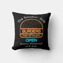 Backyard Grill Master Burgers Sign Throw Kissen