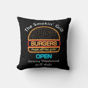 Backyard Grill Master Burgers Sign Throw Kissen