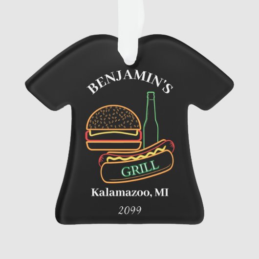 Backyard Grill mit Burgers Hot Dogbeer Ornament (Vorderseite)