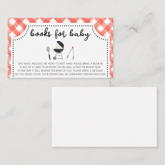 Backyard GRILLEN Baby Shower Books for Baby Visitenkarte (Vorne/Hinten)