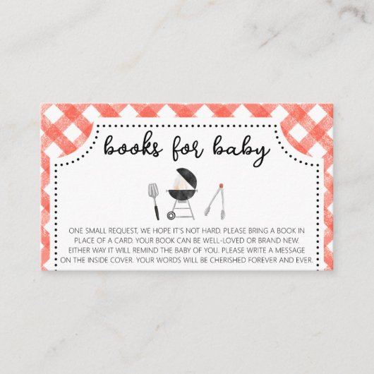 Backyard GRILLEN Baby Shower Books for Baby Visitenkarte (Vorderseite)