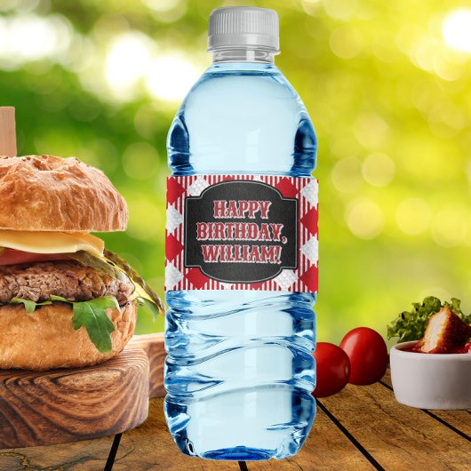 Backyard GRILLEN Birthday Party Wasserflasche Wasserflaschenetikett