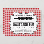 Backyard GRILLEN Grill mit Red Gingham Einladung (Vorne/Hinten)