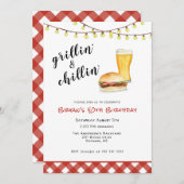 Backyard GRILLEN Grilling Birthday Einladung (Vorne/Hinten)