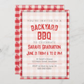 Backyard GRILLEN Lässig Grand Party Cookout Gingha Einladung (Vorne/Hinten)