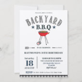 Backyard GRILLEN Male Birthday Black Gingham Craft Einladung (Vorderseite)