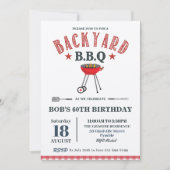 Backyard GRILLEN Male Birthday Red Gingham Craft Einladung (Vorderseite)