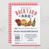 Backyard GRILLEN Male Birthday Red Gingham Craft I Einladung (Vorne/Hinten)