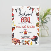 Backyard GRILLEN Party Barbecue Geburtstag Einladung (Stehend Vorderseite)