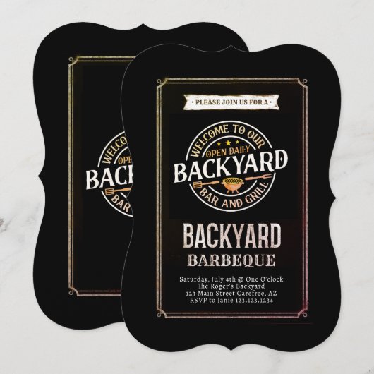 Backyard GRILLEN Party Einladung (Vorne/Hinten)