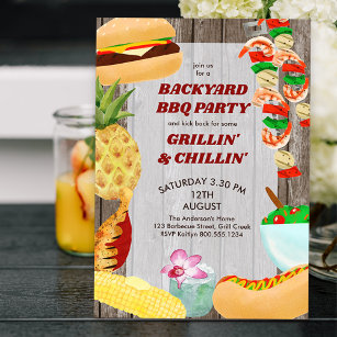 Backyard GRILLEN Party Rustikales Chillin und Gril Einladung