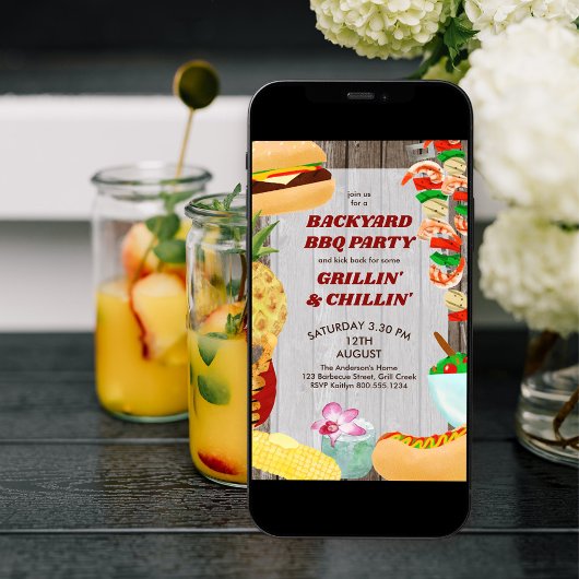 Backyard GRILLEN Party Rustikales Chillin und Gril Einladung