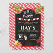 Backyard GRILLEN Überraschung Geburtstagsparty Red Einladung (Vorne/Hinten)